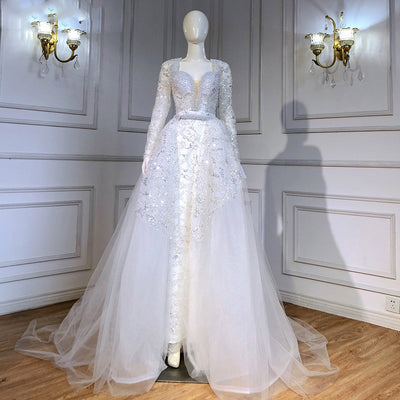 HW366 Luxurious long sleeve beading sequined mermaid Bridal Gown