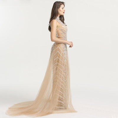 LG466 Sexy See through Beaded Sequin Pageant Gown