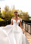 CW613 Simple Beaded Satin Wedding Dress