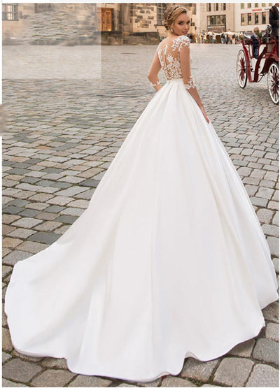 CW424 Bohemian half sleeves A-line Bridal dresses