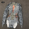 KP75 stage dance outfit Sparkly Rhinestone Fringes Jumpsuit