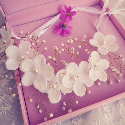 BJ407-1 Flowers Pearl Bridal Headband
