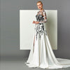 LG480 Sheer Long Sleeves Appliques Evening Gown with overskirt