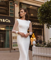 CW418 Simple satin meshes long sleeves mermaid Bridal dress