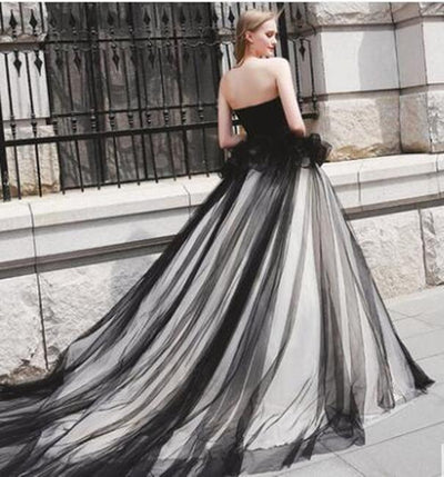 CG238 Vintage Black Wedding Dress