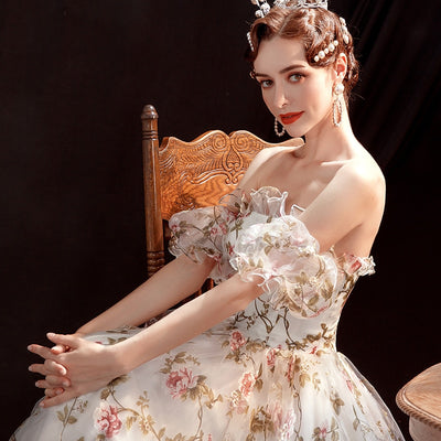 PP319 Off the shoulder Floral Evening Gown