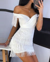 MX257 Sexy Fringe Celebrity Dresses (White/Black)
