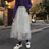 CK102 : 3 layers sequin embroidered mesh skirts ( 3 Colors )