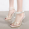 BS201 White pearls Bridal High heels