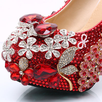 BS187 Luxurious red diamond Bridal shoes