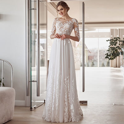 CW801 Wedding Dress Half Sleeve A-Line