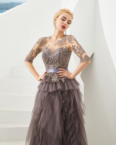LG419 Half sleeve ruffle Mother of the bride Dress