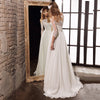 CW452 : 3/4 Sleeves Top Lace Chiffon Wedding Gowns with Beading Sashes