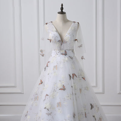CG181 Real Pictures Butterfly Print A-line Bridal Dress