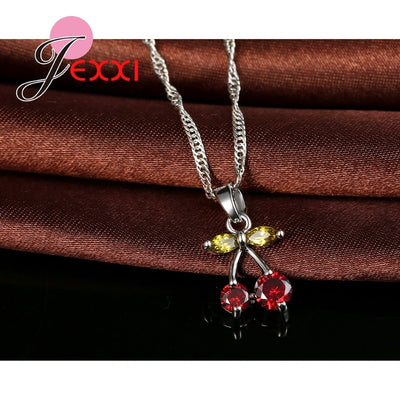 BJ397 :2 Colors of Cherry crystal Jewelry Sets (Necklace/Earrings)