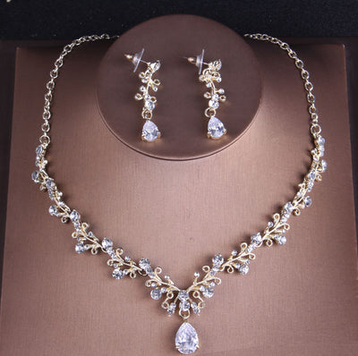 BJ341 Bridal Jewelry sets( Necklace+Earrings+Crown)