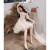 PP403 Champagne Tulle High Low Prom Dresses
