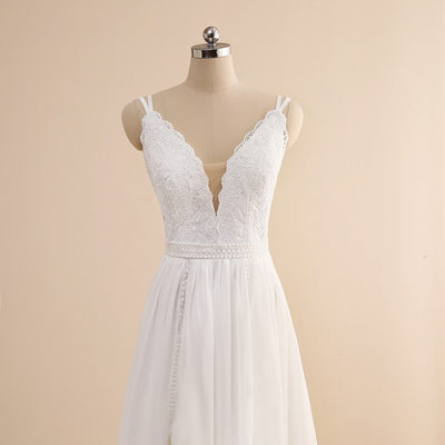 CW440 Spaghetti Straps Boho Wedding Gown