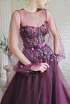 PP396 Sheer Puff sleeve A-line Prom dress