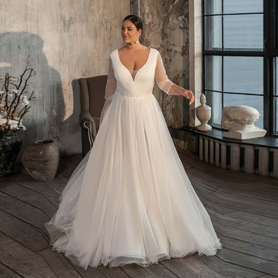 CW574 Plus size simple A-line Bridal dress