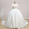 CW545 Real pictures simple satin Wedding dress with long trail