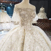HW306 Luxurious Short Puff Sleeve Crystal Beading Sequined Wedding Dress