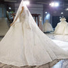 HW310 Real Pictures V-neck long sleeves Beading Bridal Gown +Veil
