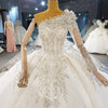 HW312 Real Pictures Long one Sleeve Crystal Beading Sequined Wedding Gown
