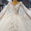 HW343 Real pictures Luxurious Beading Sequined Wedding Dress with long cape