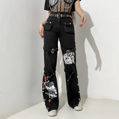TP50 Harajuku High Waist Big Pocket Pants