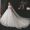 HW379 Handmade Sheer Long Sleeve Pearl beaded Wedding Gown