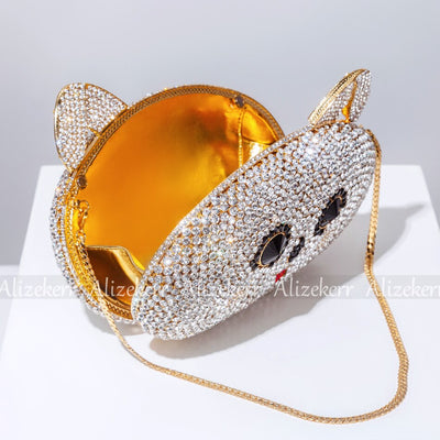 CB359 Luxury Diamond Rabbit Shaped Evening Clutch Bags ( 4 colors )