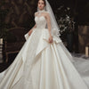 HW380 Haute Couture high neck sheer sleeves Wedding Gown