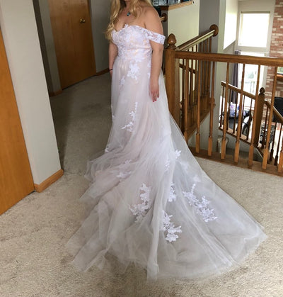 CW86 Plus size Lace Off the Shoulder boho Wedding Gowns