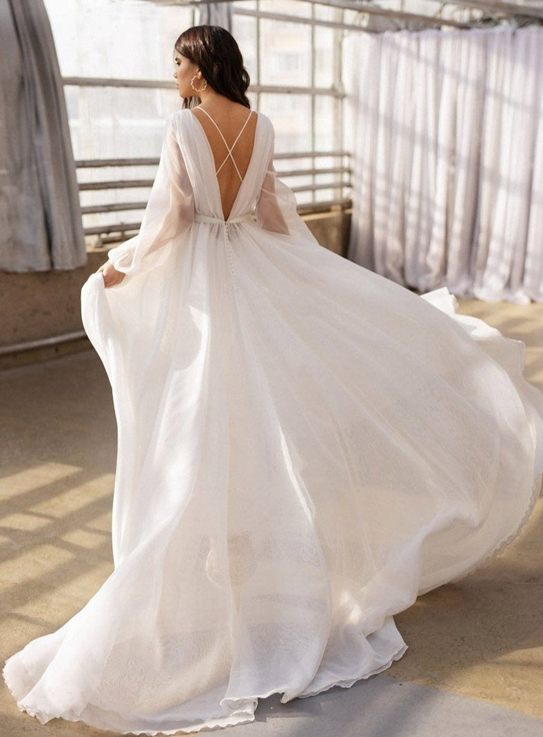 Cross Back Wedding Dress