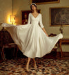 SS146 Simple soft satin Tea-length Bridal Dress