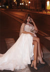 CW438 Strapless Beach Wedding Dress with  Cape