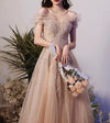 BH393 Luxury Champagne Shiny Bridesmaid dress