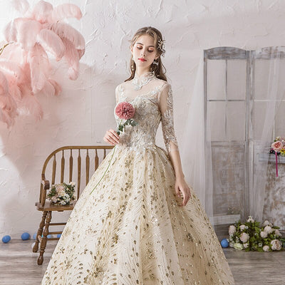 CG329 Champagne sequin  Wedding Dresses