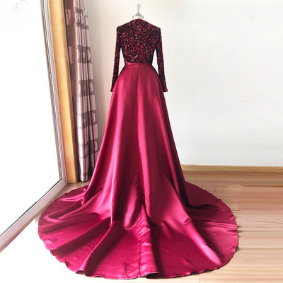 LG475 Real picture sequined mermaid Gown with detachable train