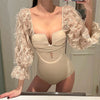 SW18 Lace sleeves One piece swiming suit