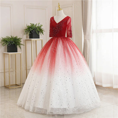 CG293 Shiny Prom Ball Gowns (Black/Red)
