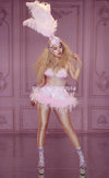 KP67 Singer costume Pink Feather Sparkly Rhinestones