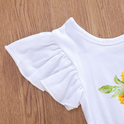 FG388 : 3pcs Sunflower Newborn Bodysuit + skirt +Headband