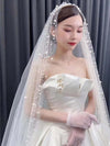 BV86 : cheap 300cm Pearls Bridal Veil