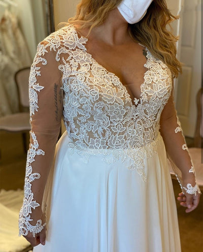 CW594 Plus Size chiffon A-line Bridal dress