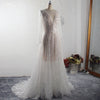 HW246 Luxury Beads Sequin Wedding Dresses with Illusion Long Sleeves