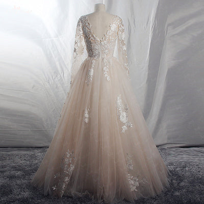 HW244 Real Pictures Long Sleeves A line Boho Wedding dress
