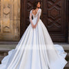 HW302 High end long sleeves matte satin A-line Wedding Gown
