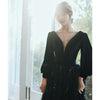 PP315 Black velvet with tulle sequined Evening Dress